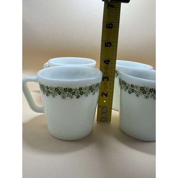 Vintage Pyrex Green Crazy Daisy Spring Blossom Coffee Cup Mugs D-Handle SET OF 4 - Picture 1 of 7